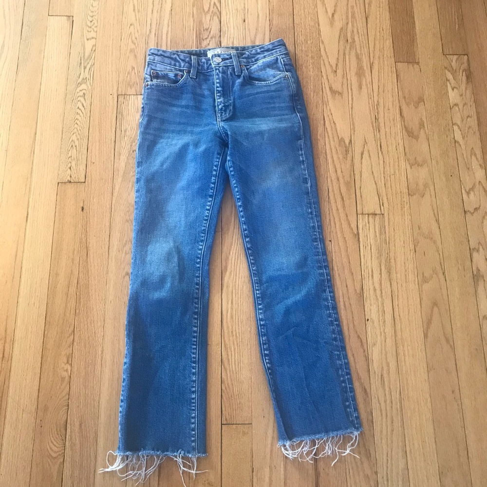 TRAVE Colette Midrise Kick Flare Raw Hem Jeans 24 - Picture 3 of 6